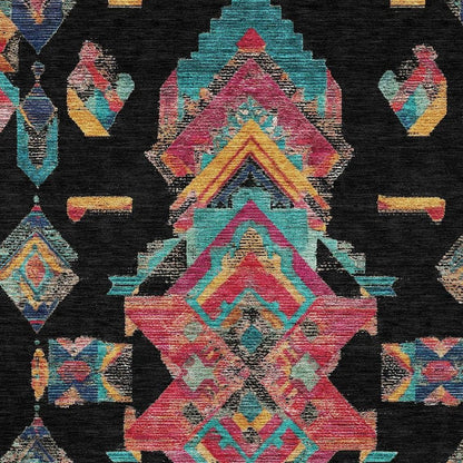 5' X 8' Black And Beige Tribal Washable Indoor Outdoor Area Rug HomeRoots