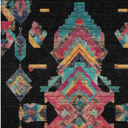 8' X 10' Black And Beige Tribal Washable Indoor Outdoor Area Rug HomeRoots