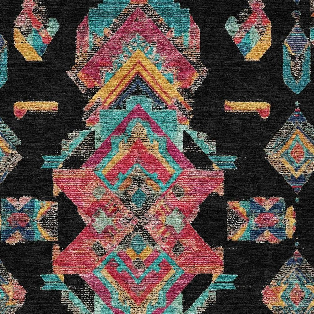 8' X 10' Black And Beige Tribal Washable Indoor Outdoor Area Rug HomeRoots