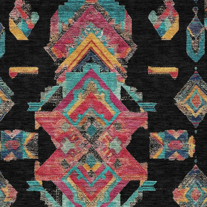 8' X 10' Black And Beige Tribal Washable Indoor Outdoor Area Rug HomeRoots