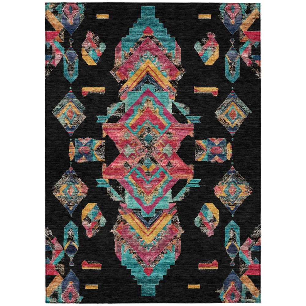 8' X 10' Black And Beige Tribal Washable Indoor Outdoor Area Rug HomeRoots