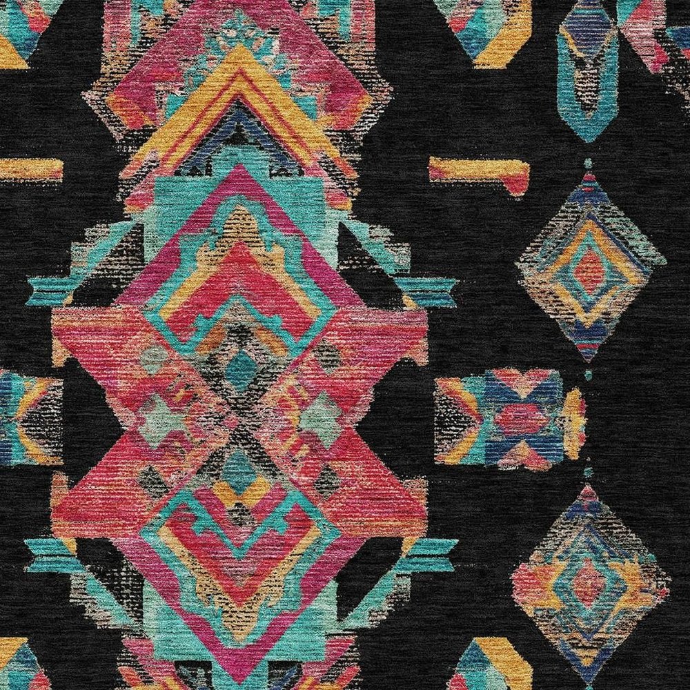 9' X 12' Black And Beige Tribal Washable Indoor Outdoor Area Rug — view 4