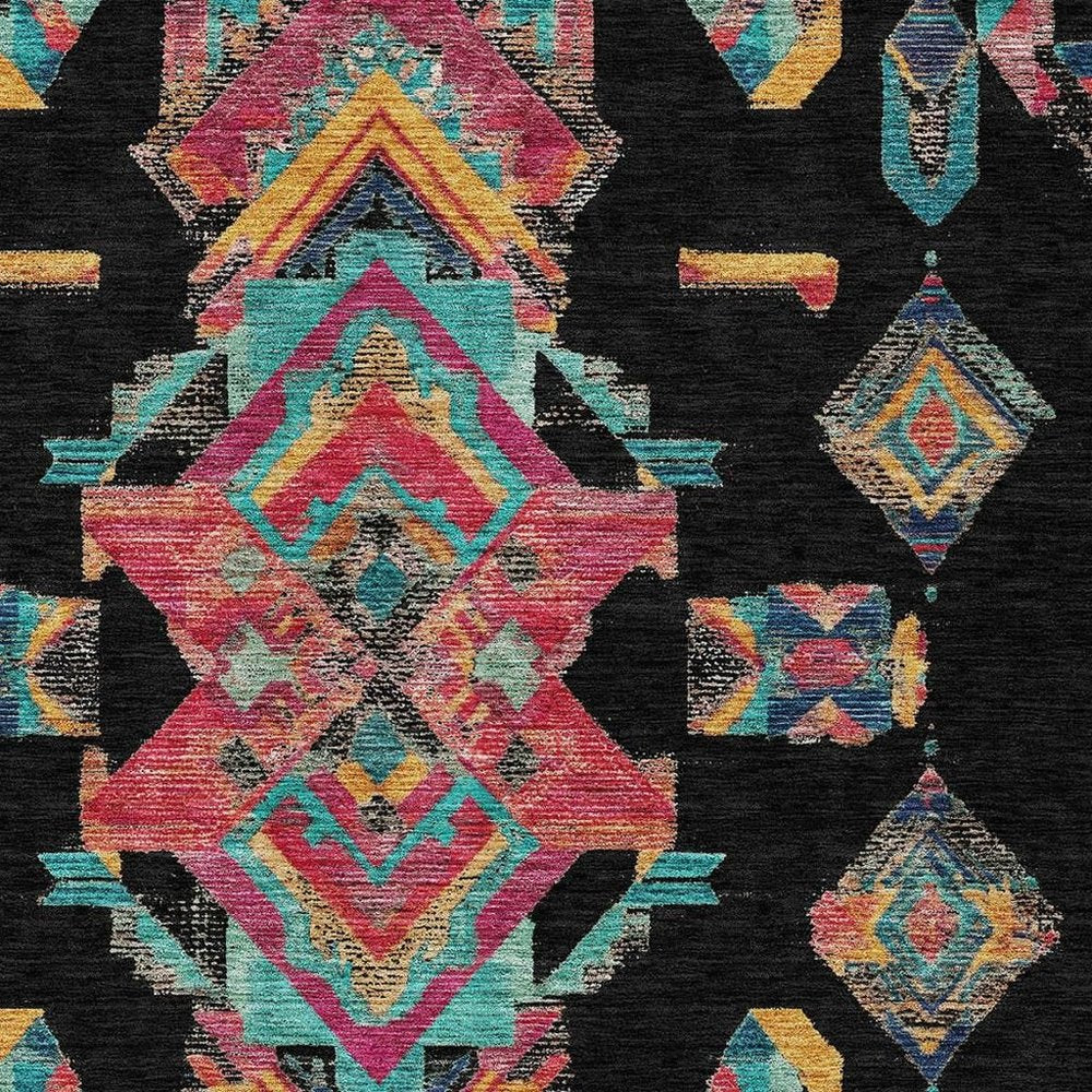 9' X 12' Black And Beige Tribal Washable Indoor Outdoor Area Rug — view 4