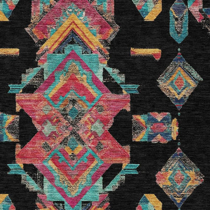 9' X 12' Black And Beige Tribal Washable Indoor Outdoor Area Rug HomeRoots