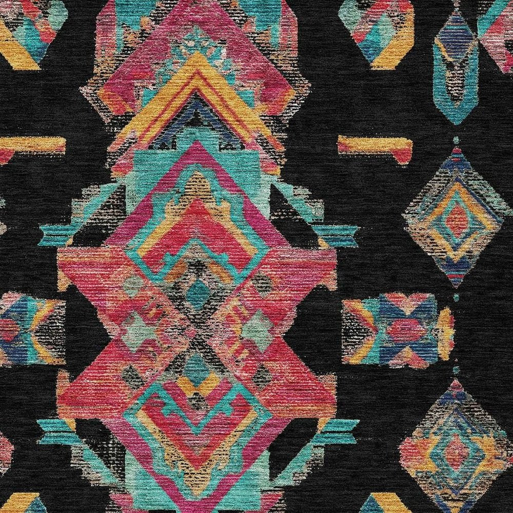 10' X 14' Black And Beige Tribal Washable Indoor Outdoor Area Rug HomeRoots