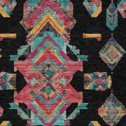 10' X 14' Black And Beige Tribal Washable Indoor Outdoor Area Rug HomeRoots