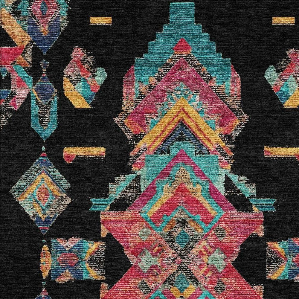 10' X 14' Black And Beige Tribal Washable Indoor Outdoor Area Rug HomeRoots
