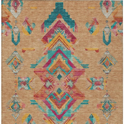 3' X 5' Copper And Ivory Tribal Washable Indoor Outdoor Area Rug HomeRoots