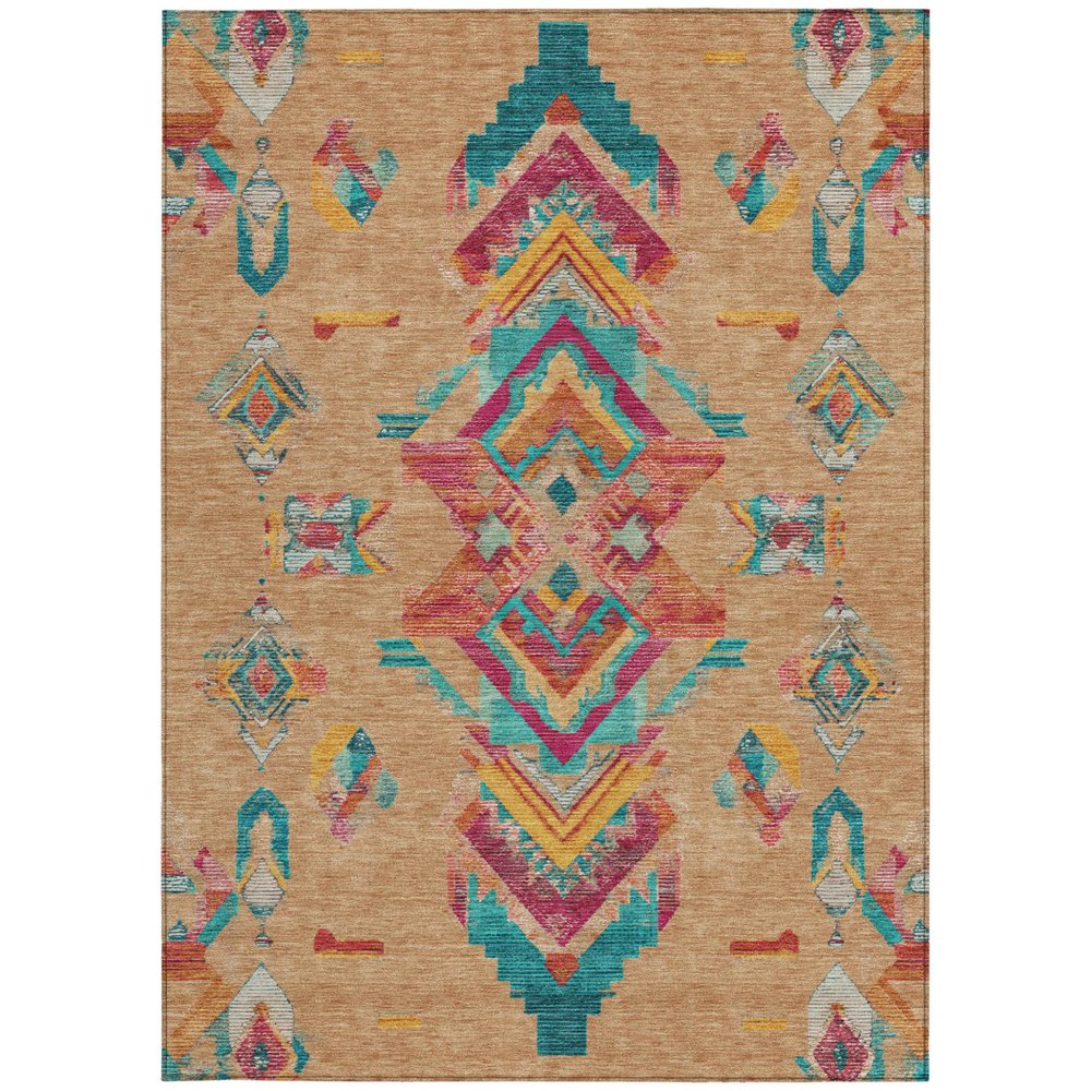 3' X 5' Copper And Ivory Tribal Washable Indoor Outdoor Area Rug HomeRoots