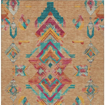 3' X 5' Copper And Ivory Tribal Washable Indoor Outdoor Area Rug HomeRoots