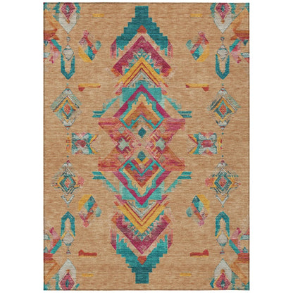 3' X 5' Copper And Ivory Tribal Washable Indoor Outdoor Area Rug HomeRoots