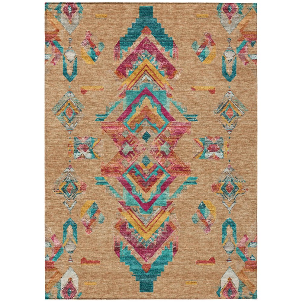 3' X 5' Copper And Ivory Tribal Washable Indoor Outdoor Area Rug HomeRoots