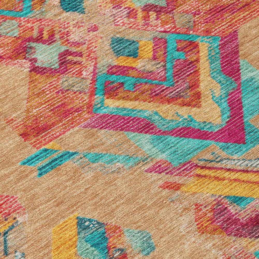 3' X 5' Copper And Ivory Tribal Washable Indoor Outdoor Area Rug HomeRoots