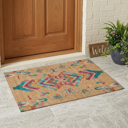 3' X 5' Copper And Ivory Tribal Washable Indoor Outdoor Area Rug HomeRoots