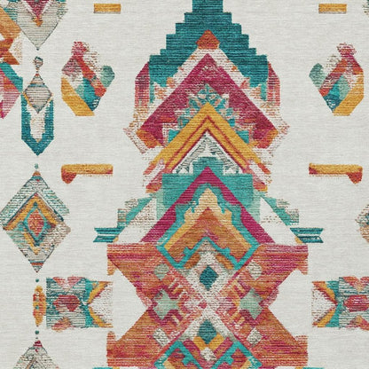 5' X 8' Ivory And Coral Tribal Washable Indoor Outdoor Area Rug HomeRoots