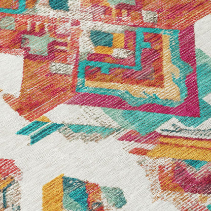 8' X 10' Ivory And Coral Tribal Washable Indoor Outdoor Area Rug HomeRoots