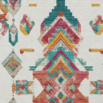 9' X 12' Ivory And Coral Tribal Washable Indoor Outdoor Area Rug HomeRoots
