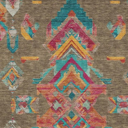 8' X 10' Brown And Ivory Tribal Washable Indoor Outdoor Area Rug HomeRoots