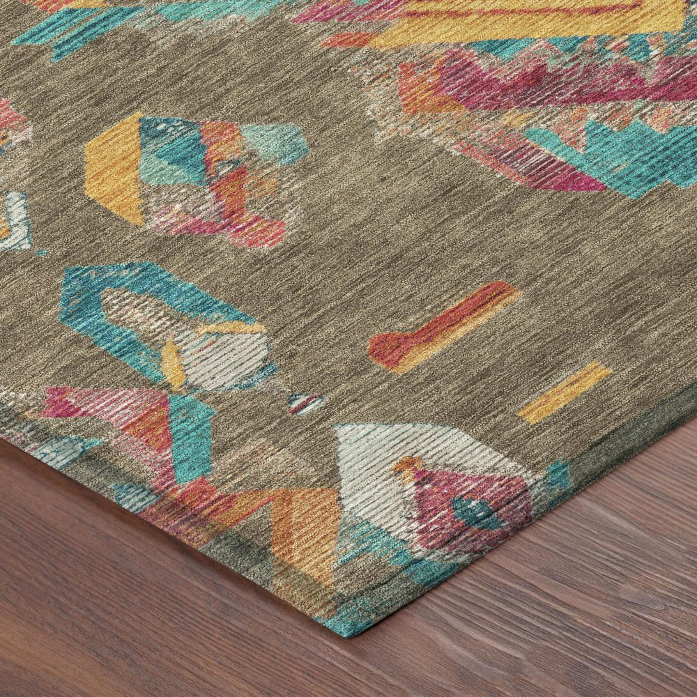 8' X 10' Brown And Ivory Tribal Washable Indoor Outdoor Area Rug HomeRoots