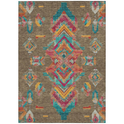 10' X 14' Brown And Ivory Tribal Washable Indoor Outdoor Area Rug HomeRoots