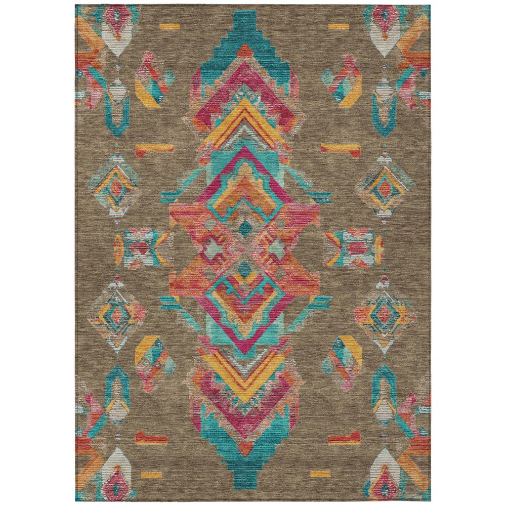10' X 14' Brown And Ivory Tribal Washable Indoor Outdoor Area Rug HomeRoots