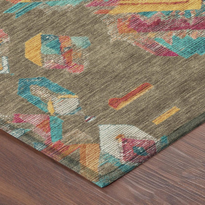 10' X 14' Brown And Ivory Tribal Washable Indoor Outdoor Area Rug HomeRoots