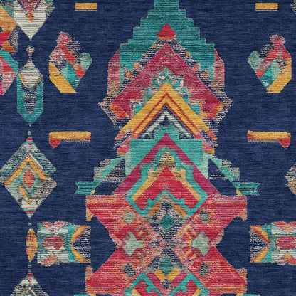 3' X 5' Navy Blue And Green Tribal Washable Indoor Outdoor Area Rug HomeRoots