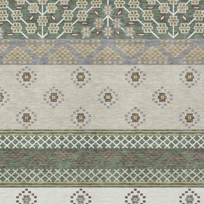 3' X 5' Green And Copper Striped Washable Indoor Outdoor Area Rug HomeRoots