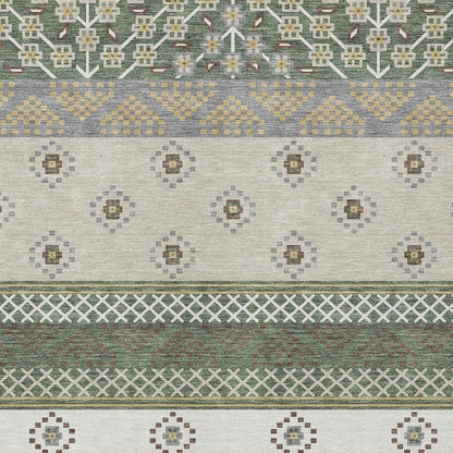 5' X 8' Green And Copper Striped Washable Indoor Outdoor Area Rug HomeRoots