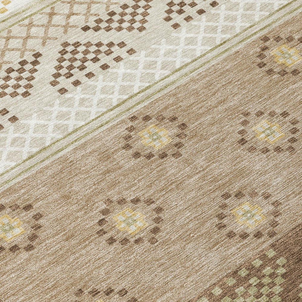10' X 14' Beige And Brown Striped Washable Indoor Outdoor Area Rug — view 3