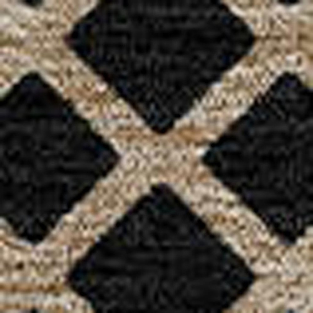 8' Black And Beige Round Striped Washable Indoor Outdoor Area Rug HomeRoots