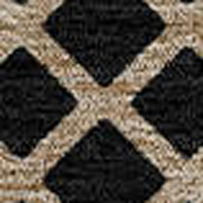 8' Black And Beige Round Striped Washable Indoor Outdoor Area Rug HomeRoots