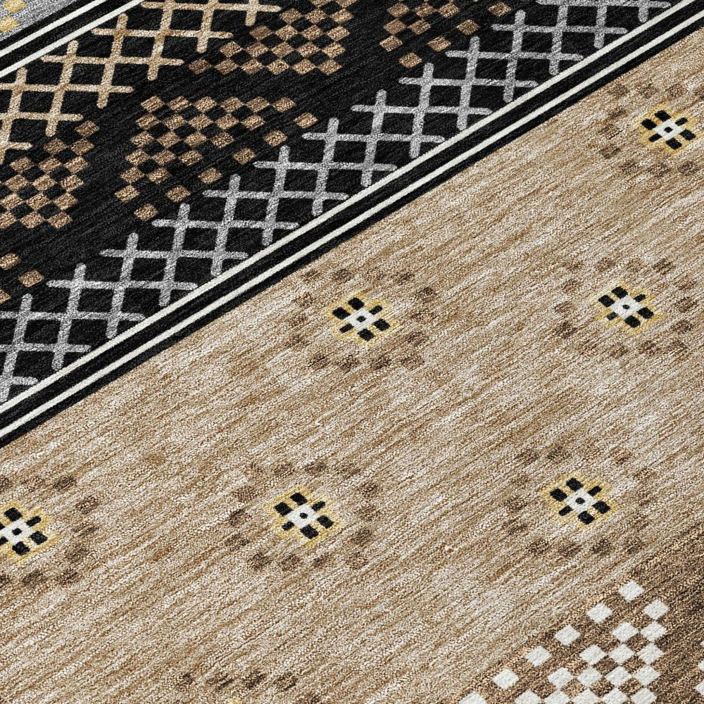 9' X 12' Black And Beige Striped Washable Indoor Outdoor Area Rug HomeRoots