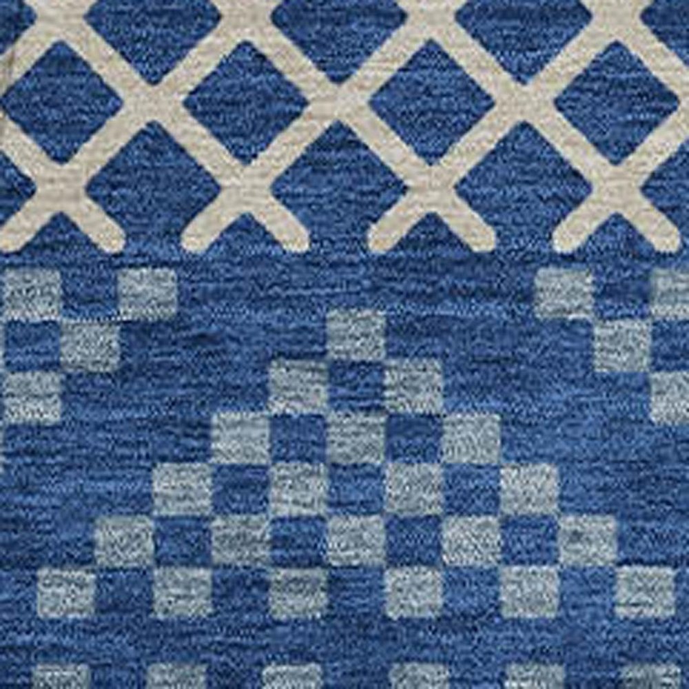 8' Navy Blue And Copper Round Striped Washable Indoor Outdoor Area Rug
