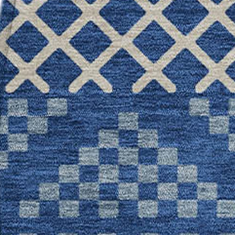8' Navy Blue And Copper Round Striped Washable Indoor Outdoor Area Rug HomeRoots