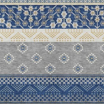 10' X 14' Navy Blue And Copper Striped Washable Indoor Outdoor Area Rug HomeRoots