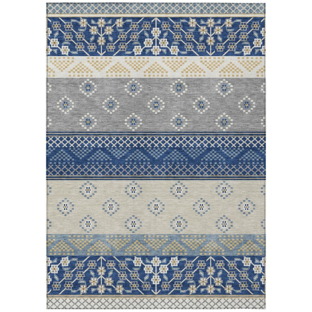 10' X 14' Navy Blue And Copper Striped Washable Indoor Outdoor Area Rug HomeRoots