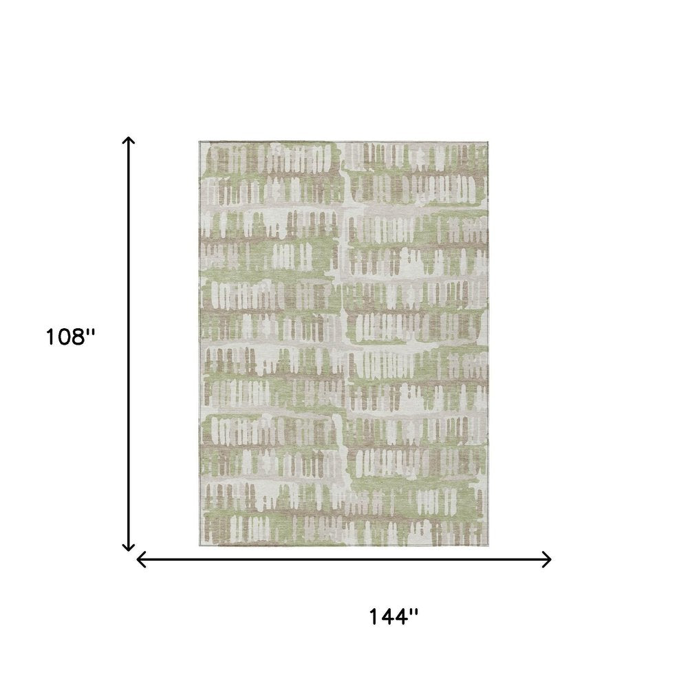 9' X 12' Green And Denim Blue Abstract Washable Indoor Outdoor Area Rug HomeRoots