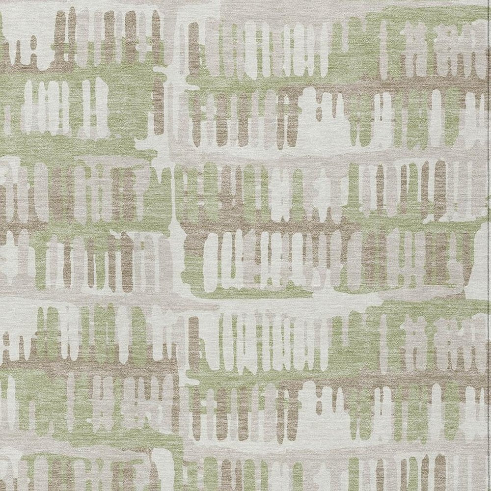 9' X 12' Green And Denim Blue Abstract Washable Indoor Outdoor Area Rug — view 8