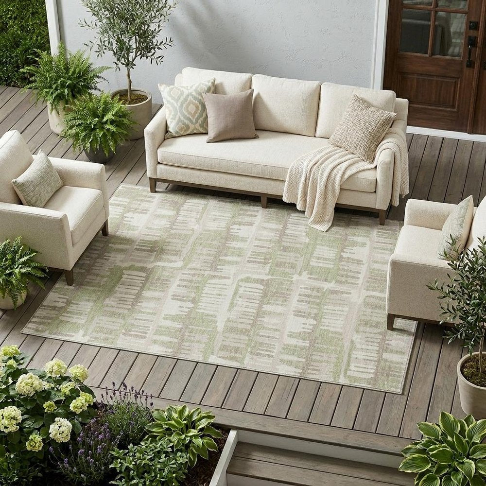 9' X 12' Green And Denim Blue Abstract Washable Indoor Outdoor Area Rug HomeRoots