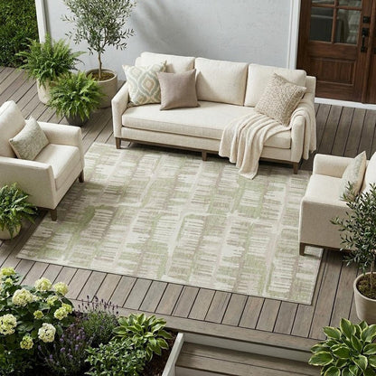 9' X 12' Green And Denim Blue Abstract Washable Indoor Outdoor Area Rug HomeRoots
