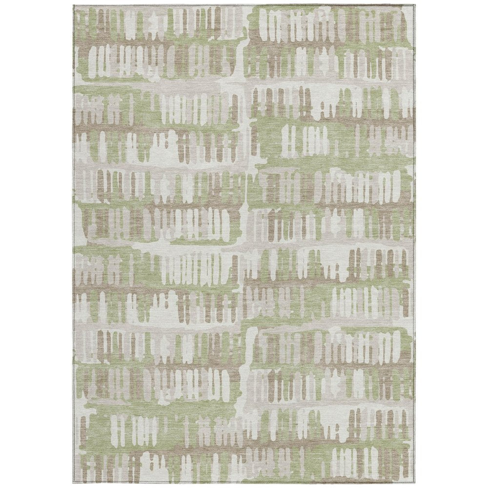 10' X 14' Green And Denim Blue Abstract Washable Indoor Outdoor Area Rug — view 5