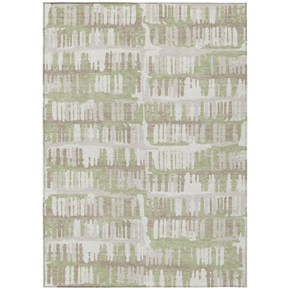10' X 14' Green And Denim Blue Abstract Washable Indoor Outdoor Area Rug — view 1