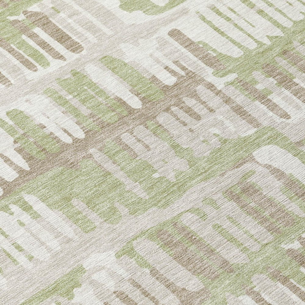 10' X 14' Green And Denim Blue Abstract Washable Indoor Outdoor Area Rug — view 3