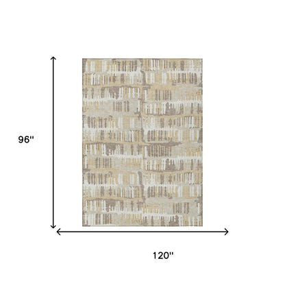 8' X 10' Beige And Taupe Abstract Washable Indoor Outdoor Area Rug HomeRoots