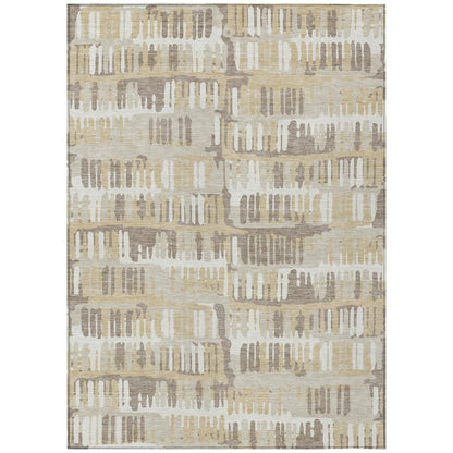 8' X 10' Beige And Taupe Abstract Washable Indoor Outdoor Area Rug HomeRoots