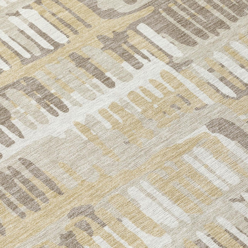 8' X 10' Beige And Taupe Abstract Washable Indoor Outdoor Area Rug — view 3