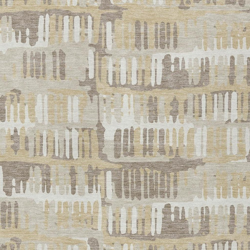 9' X 12' Beige And Taupe Abstract Washable Indoor Outdoor Area Rug HomeRoots