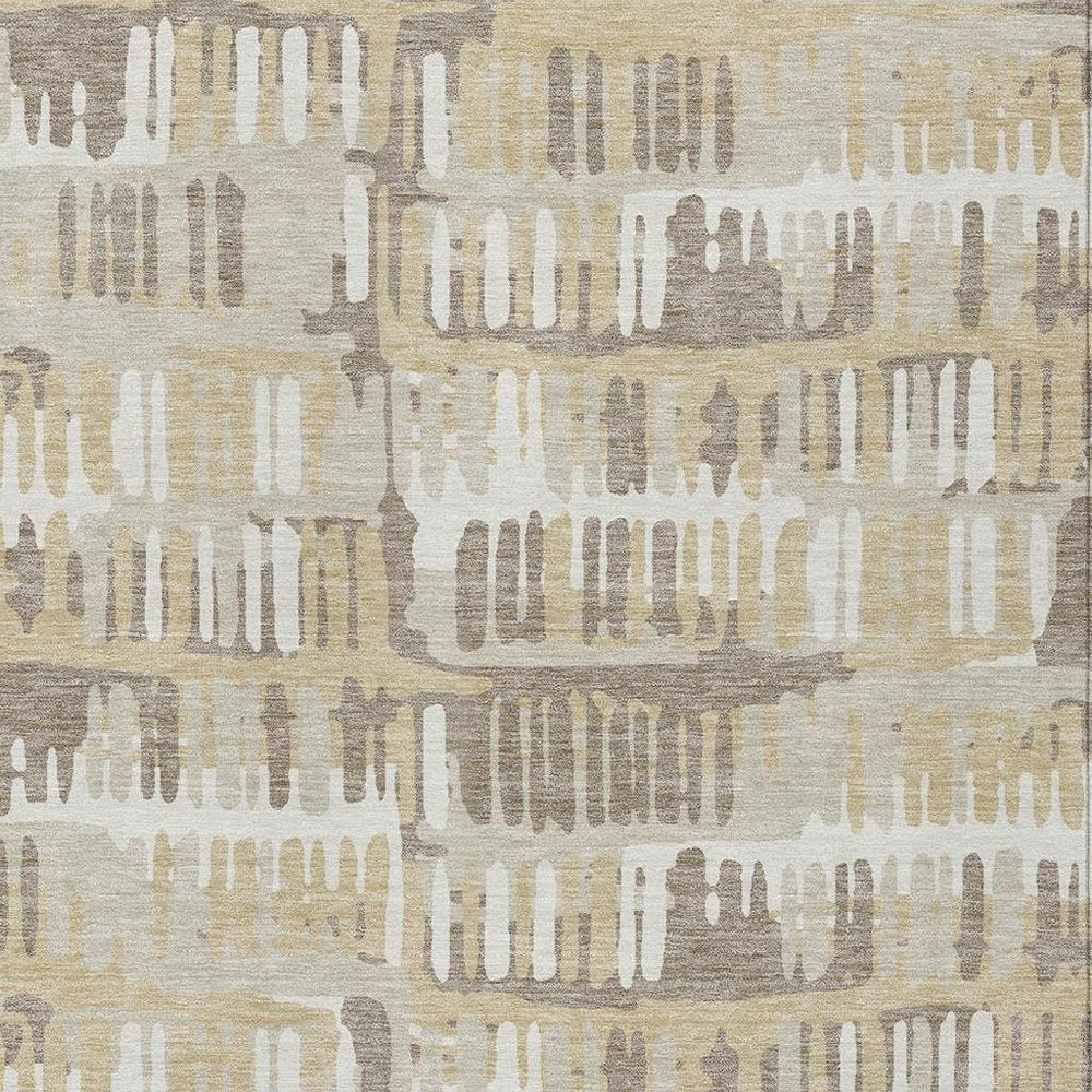9' X 12' Beige And Taupe Abstract Washable Indoor Outdoor Area Rug HomeRoots