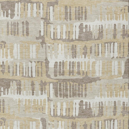 9' X 12' Beige And Taupe Abstract Washable Indoor Outdoor Area Rug HomeRoots